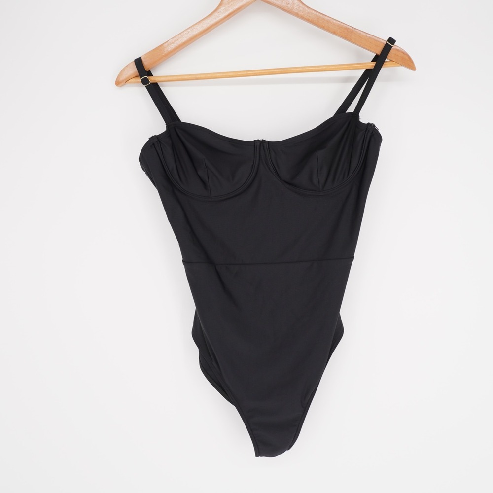 Summersalt One Piece Swimsuit Womens S Black High Cut Bustier Cups Resort